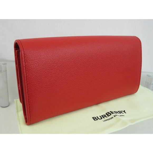 $680 BURBERRY PORTER RED LOGO EMBOSSED LEATHER FLAP CONTINENTAL - Picture 5 of 15